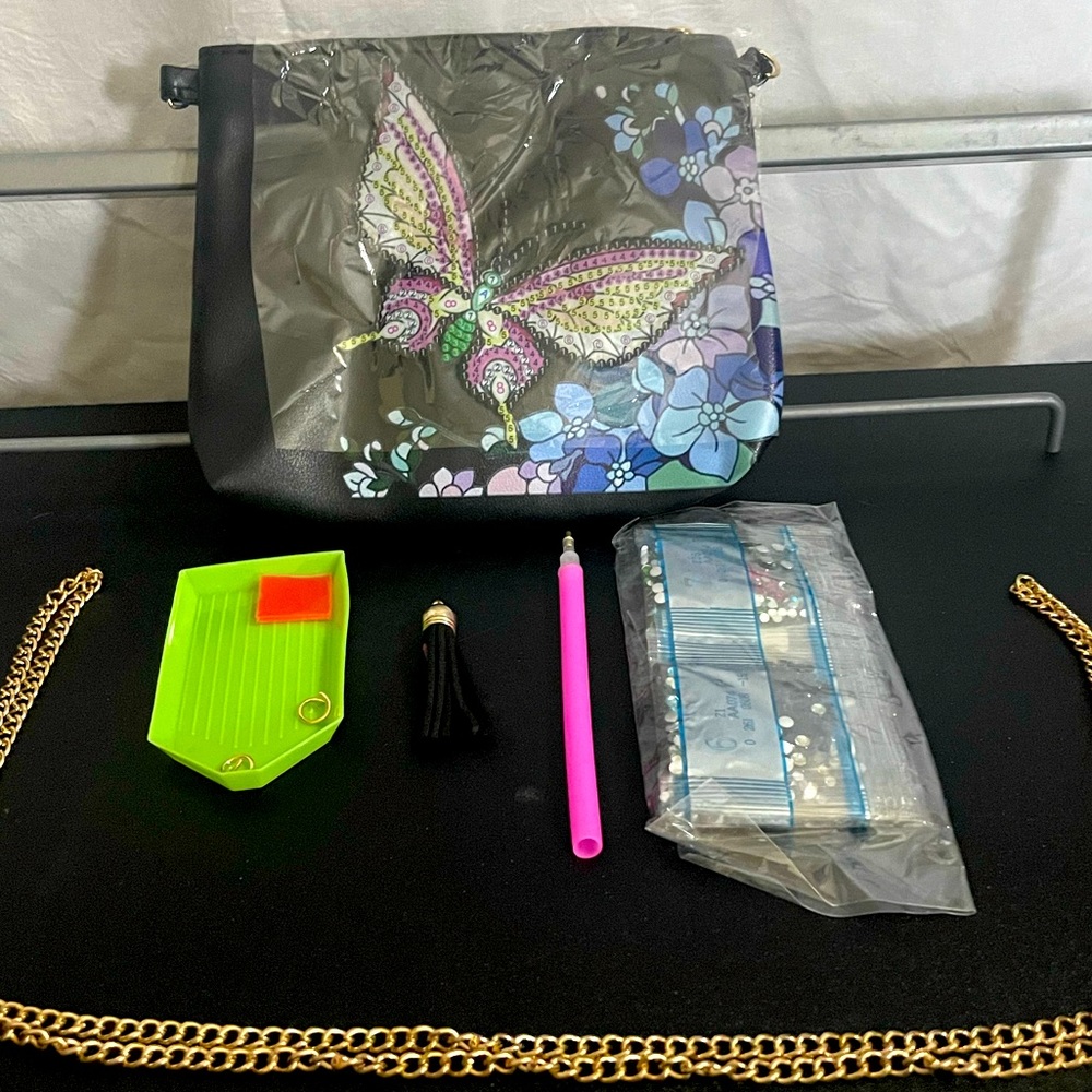 Diamond art purse kit with everything you need to complete it